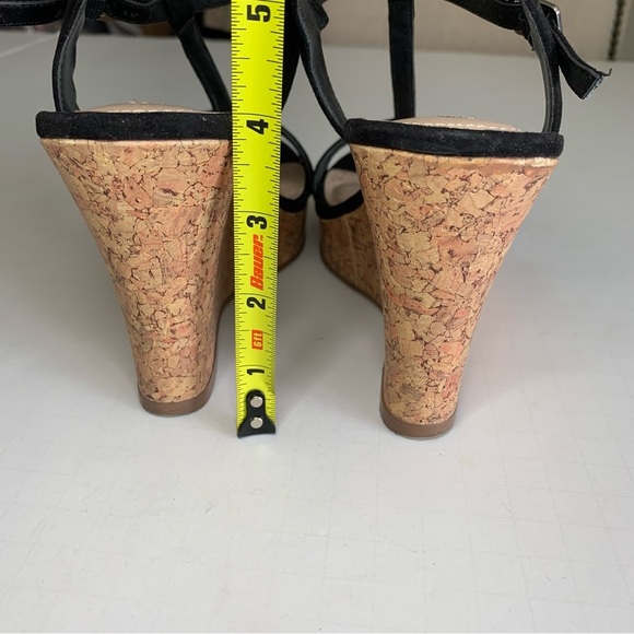 Style CHARLES Black Suede Cork Wedge Sandal Sz 7 - Picture 11 of 12